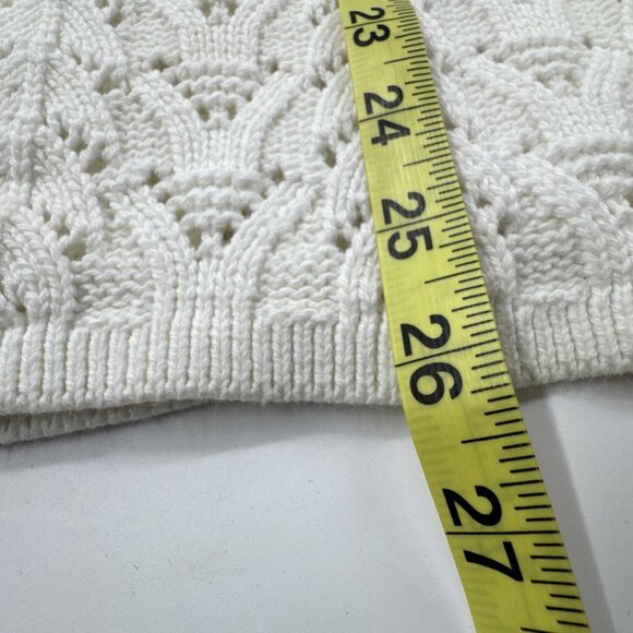 Croft & Barrow Womens Cardigan Sweater Large White Crochet Knit Open Front NEW - Picture 8 of 10